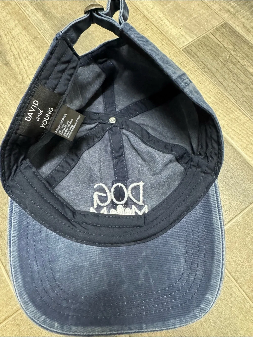 David & Young Washed Denim Blue Women’s Baseball Cap Graphic Embroidered Summer